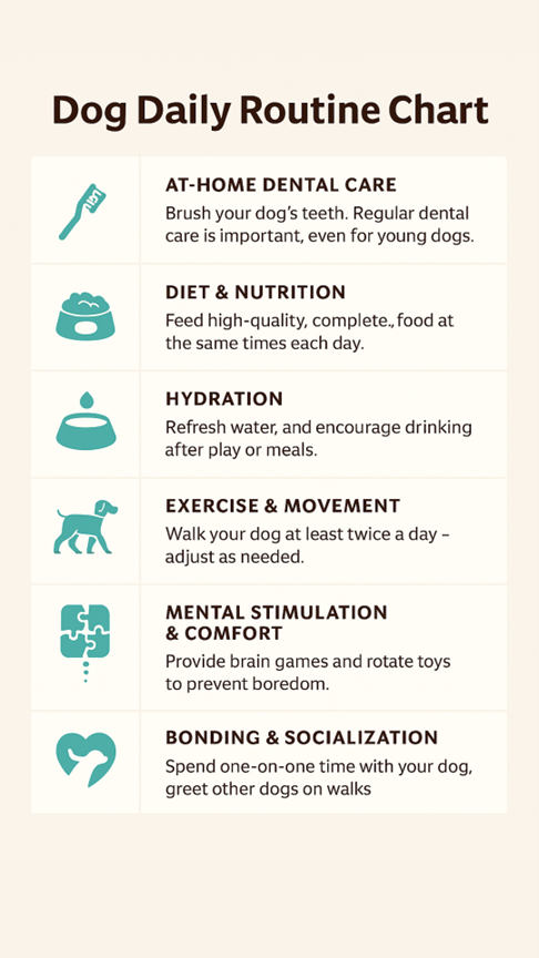 Infographic showing the dog daily routine chart